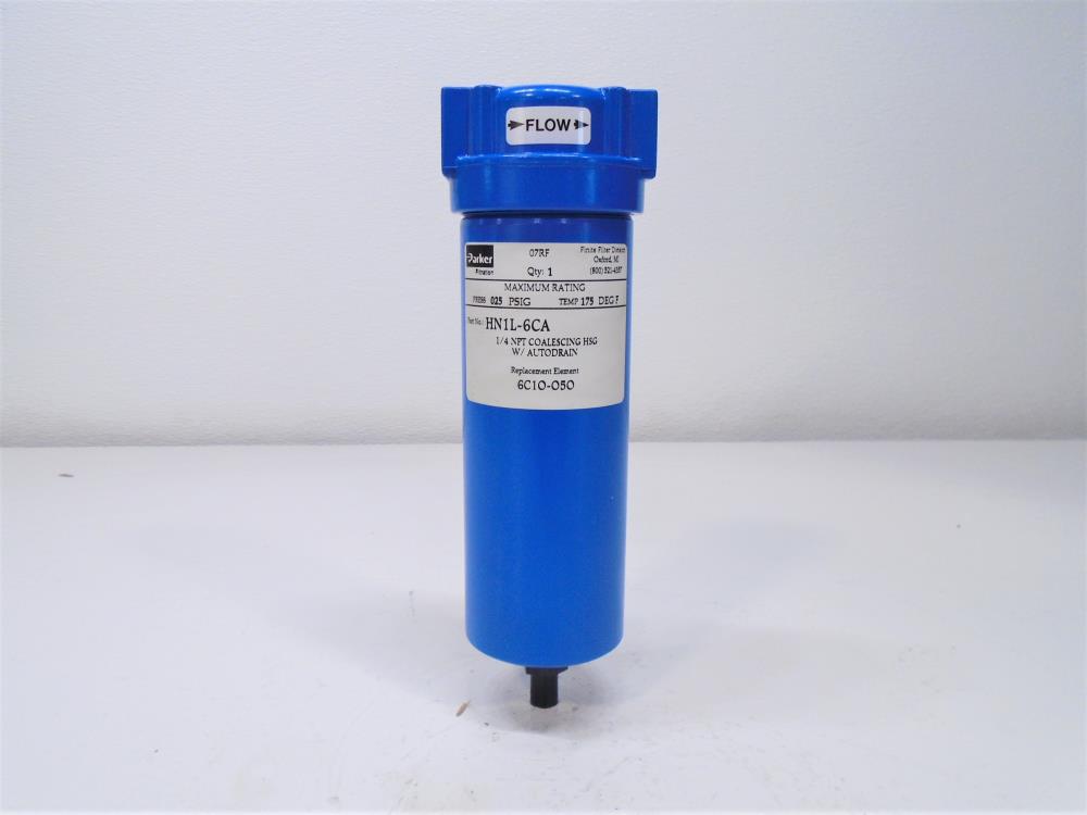 Parker Filtration 1/4" NPT Coalescing HSG Filter w/ AutoDrain, HN1L-6CA